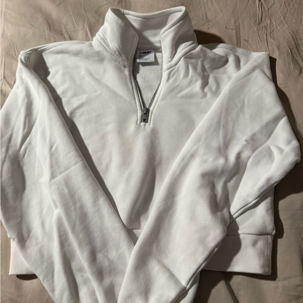 Aritzia cropped quarter zip. White.  XS. Worn once or twice.